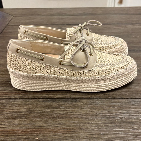 Anthropologie Dolce Vita Raffia Espadrille Platform Cream Loafers Size 9 - Picture 4 of 10